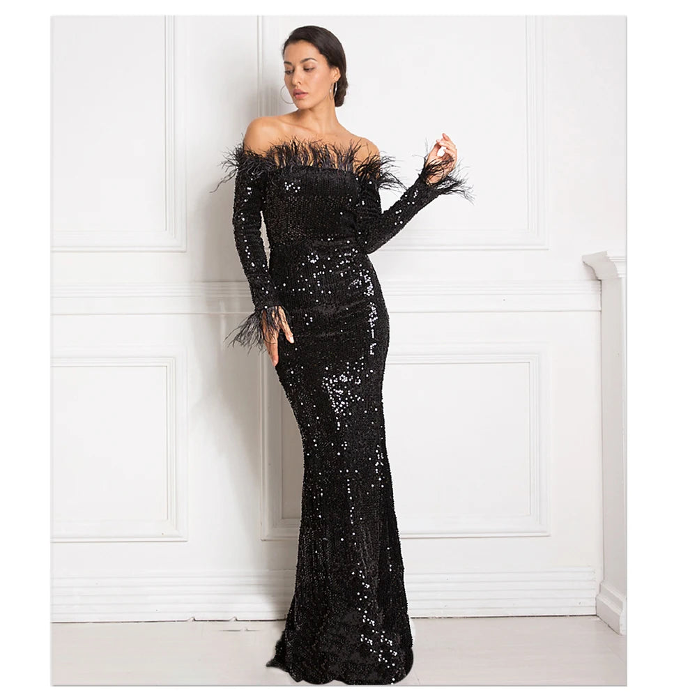 Robe de Soirée Longue à Paillettes