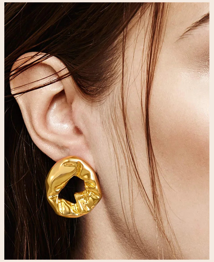 Boucles d'Oreilles Géométriques, Bijoux Plaqué Or