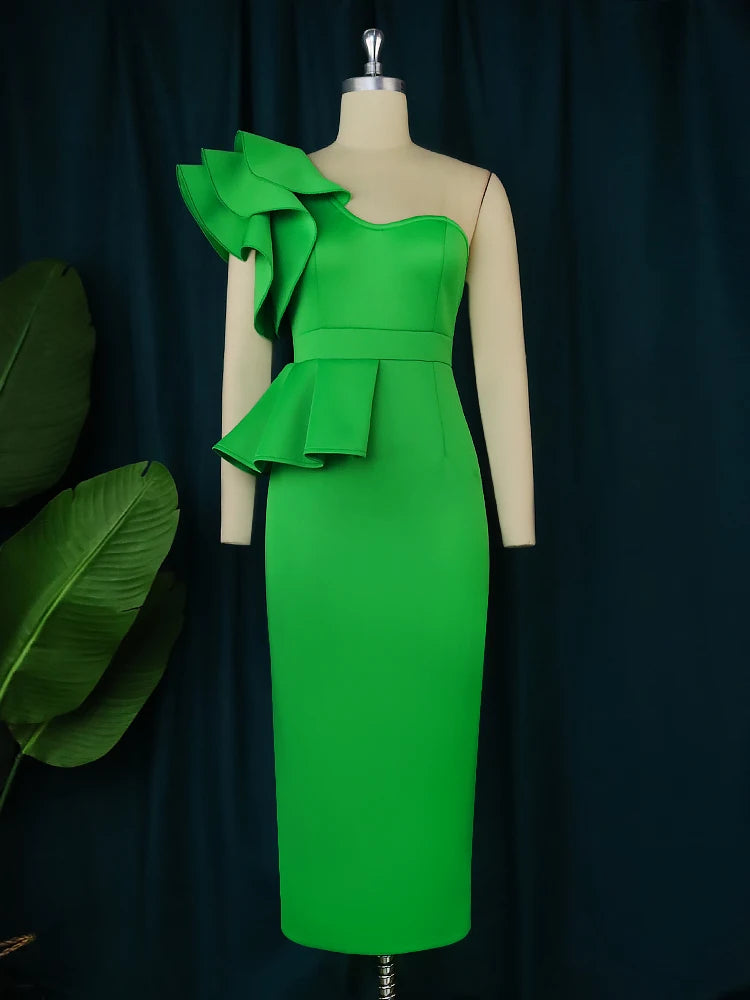 Robe crayon à volants pour femme