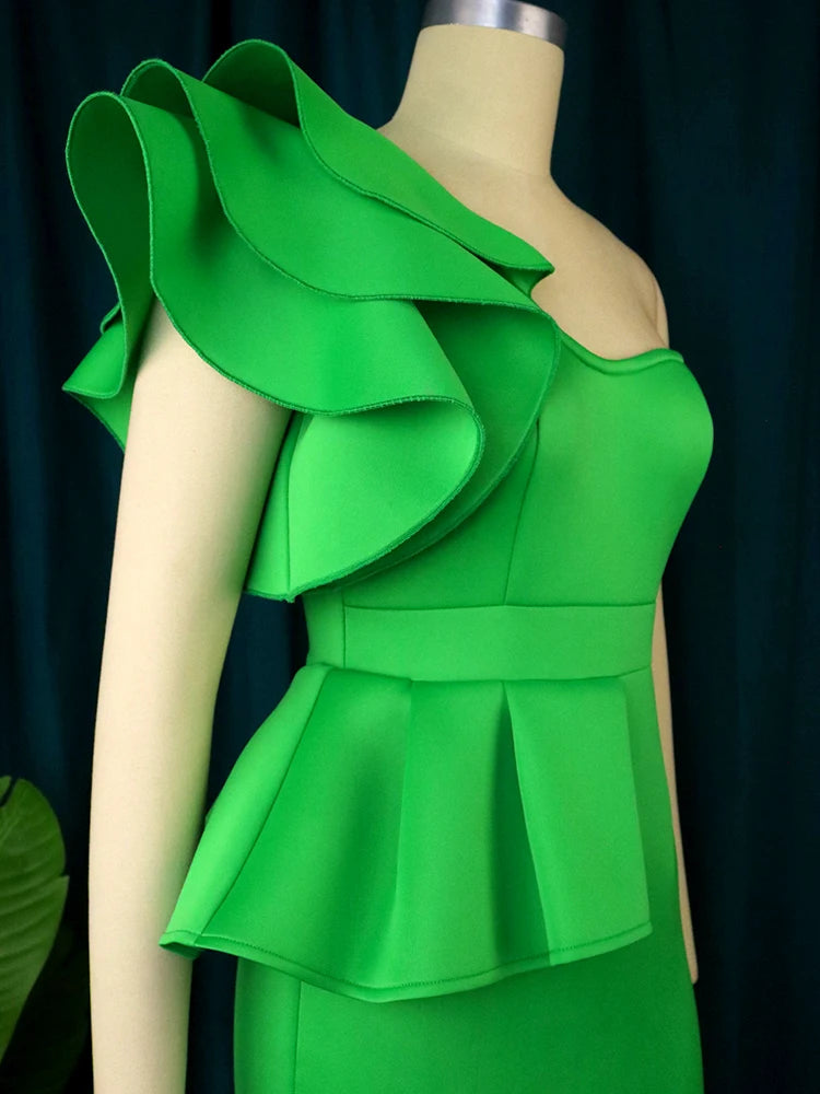 Robe crayon à volants pour femme