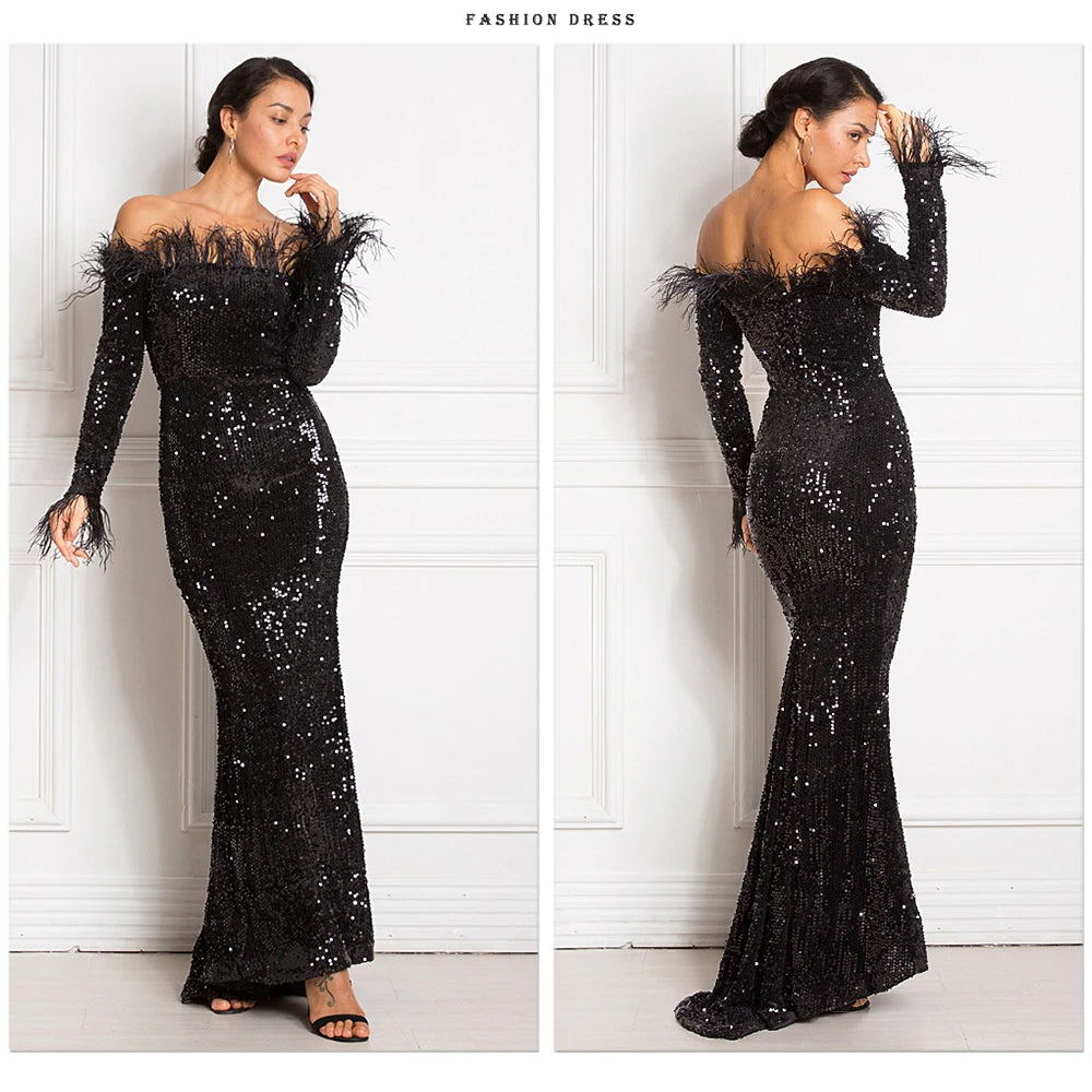 Robe de Soirée Longue à Paillettes