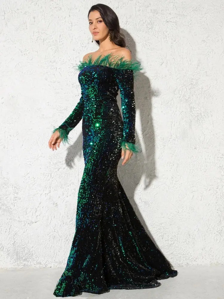 Robe de Soirée Longue à Paillettes