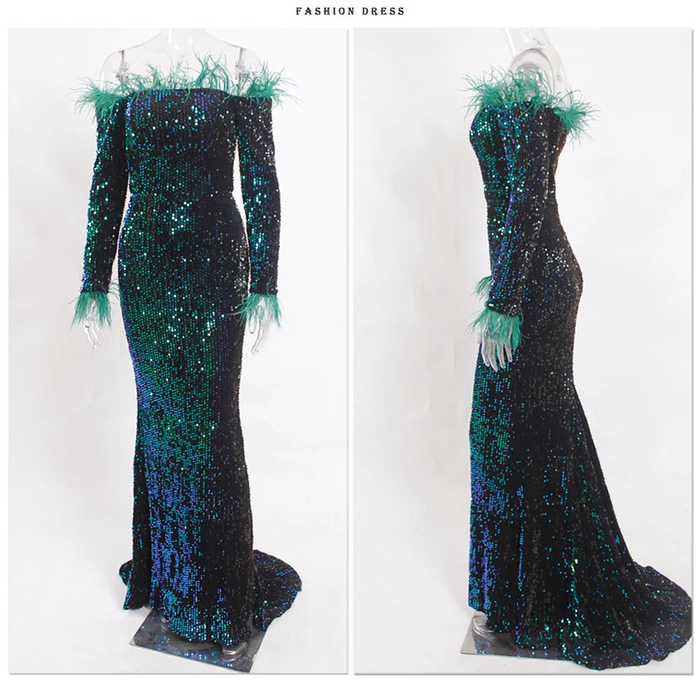 Robe de Soirée Longue à Paillettes