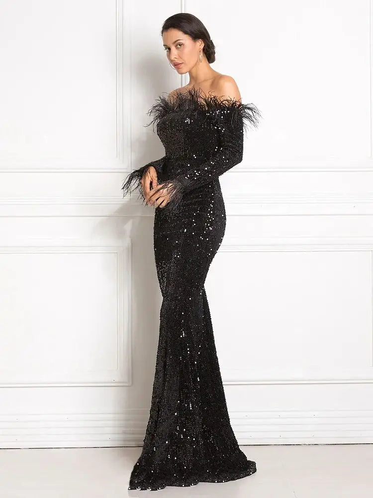 Robe de Soirée Longue à Paillettes