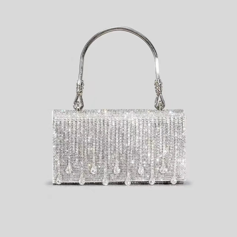 Sac à main de soirée brillant, à strass, fourre-tout 