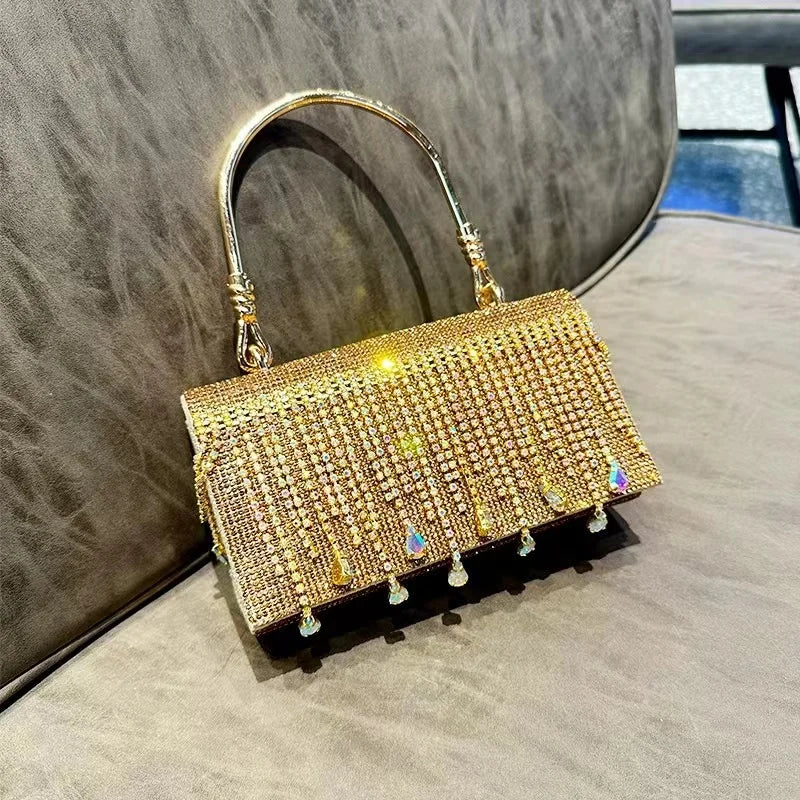 Sac à main de soirée brillant, à strass, fourre-tout