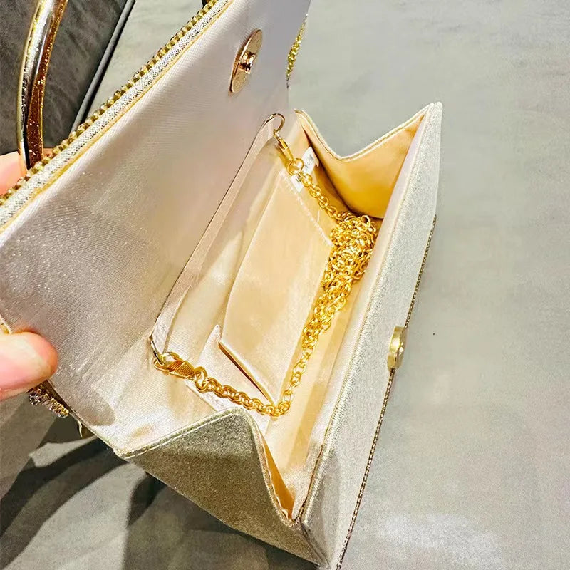 Sac à main de soirée brillant, à strass, fourre-tout