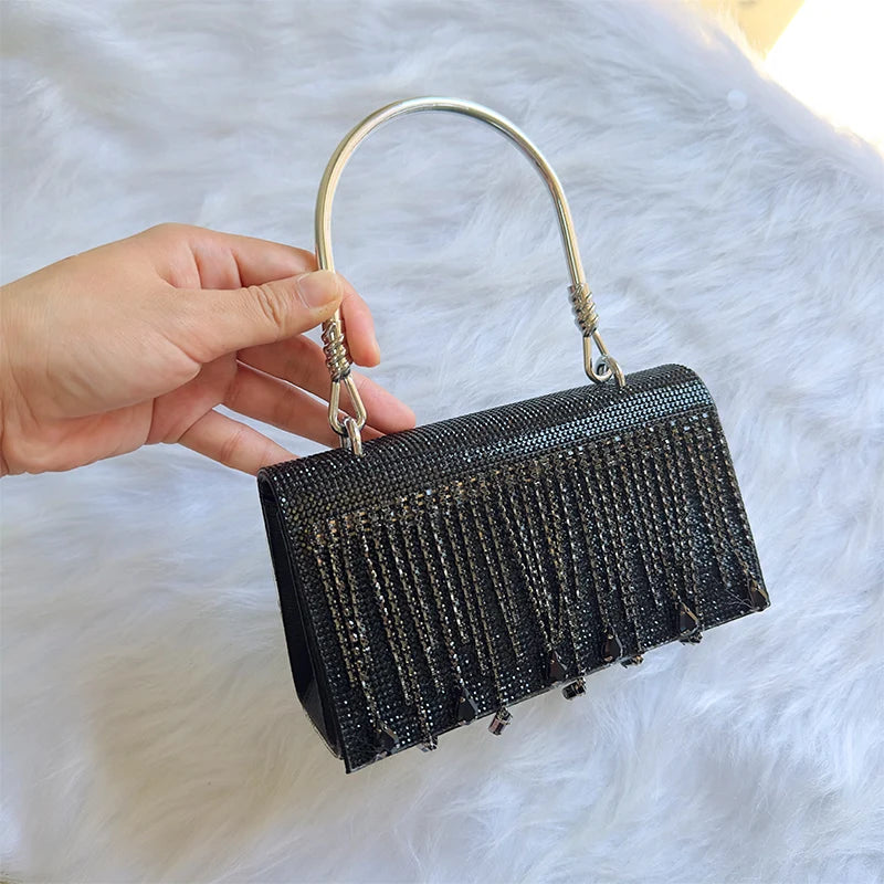 Sac à main de soirée brillant, à strass, fourre-tout