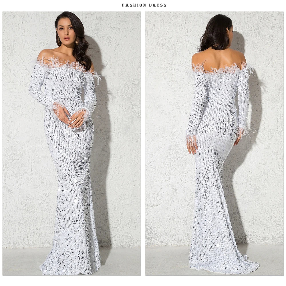 Robe de Soirée Longue à Paillettes