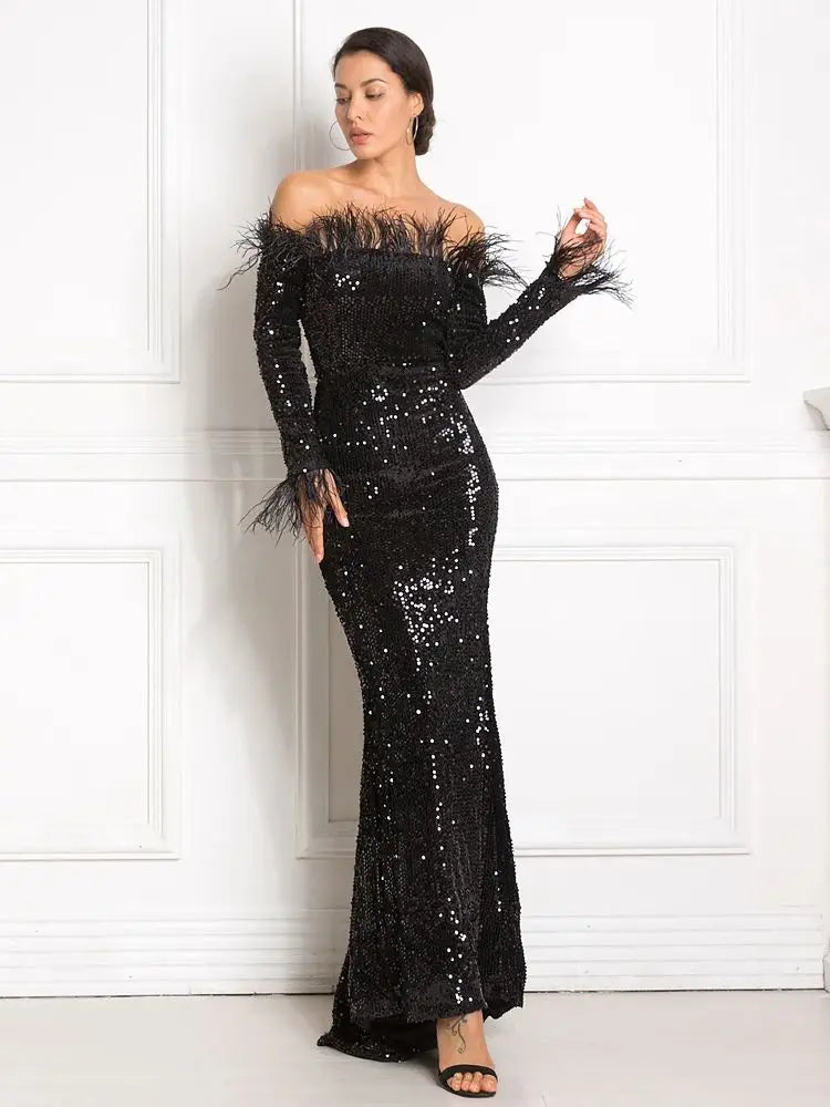 Robe de Soirée Longue à Paillettes