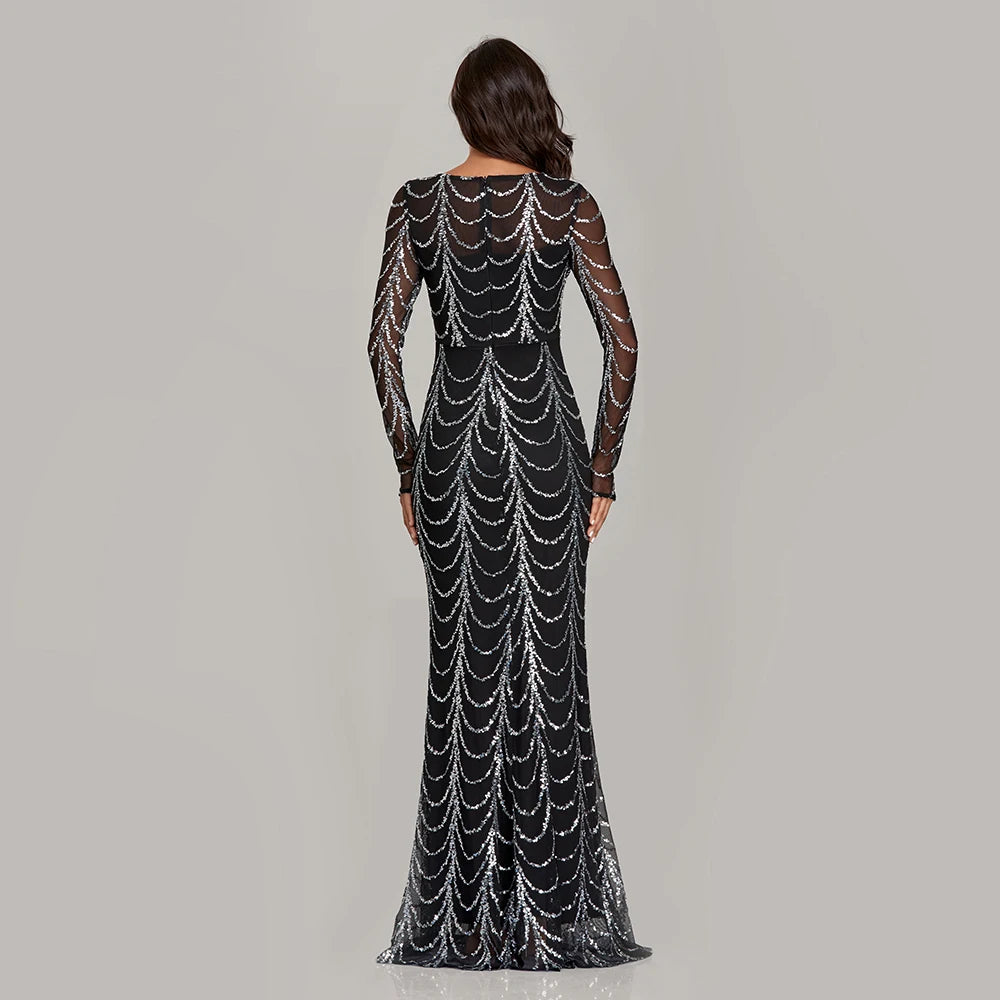Robe de soirée à paillettes dorée