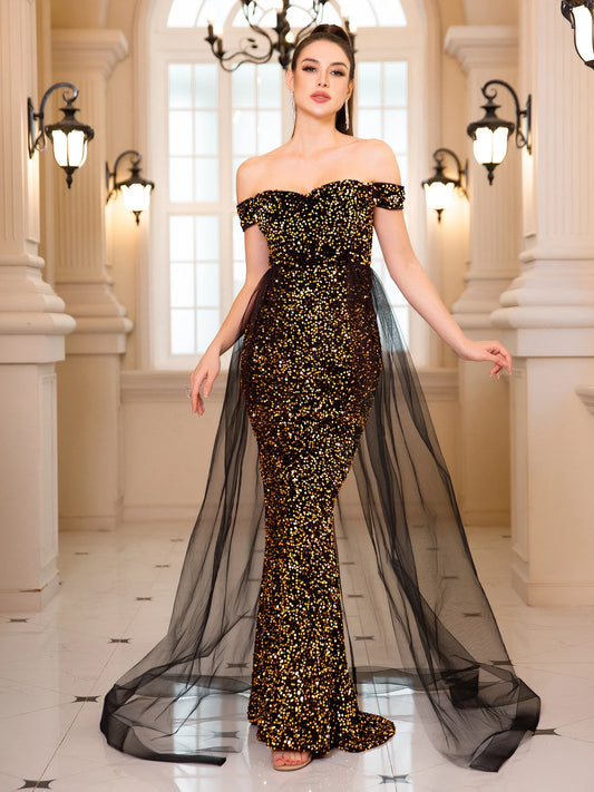 Robe de Soirée en Velours à Paillettes