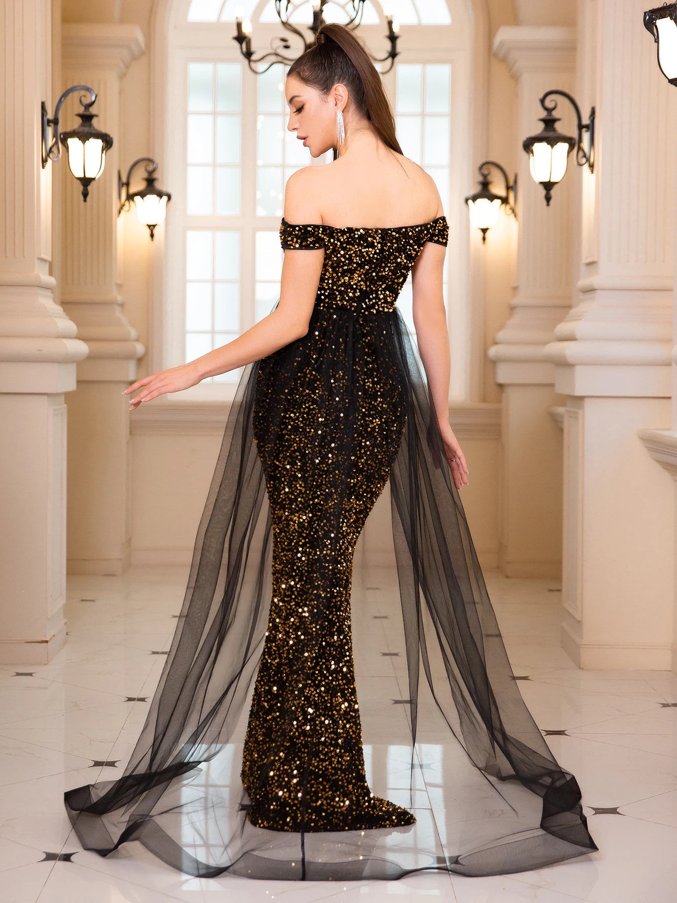 Robe de Soirée en Velours à Paillettes