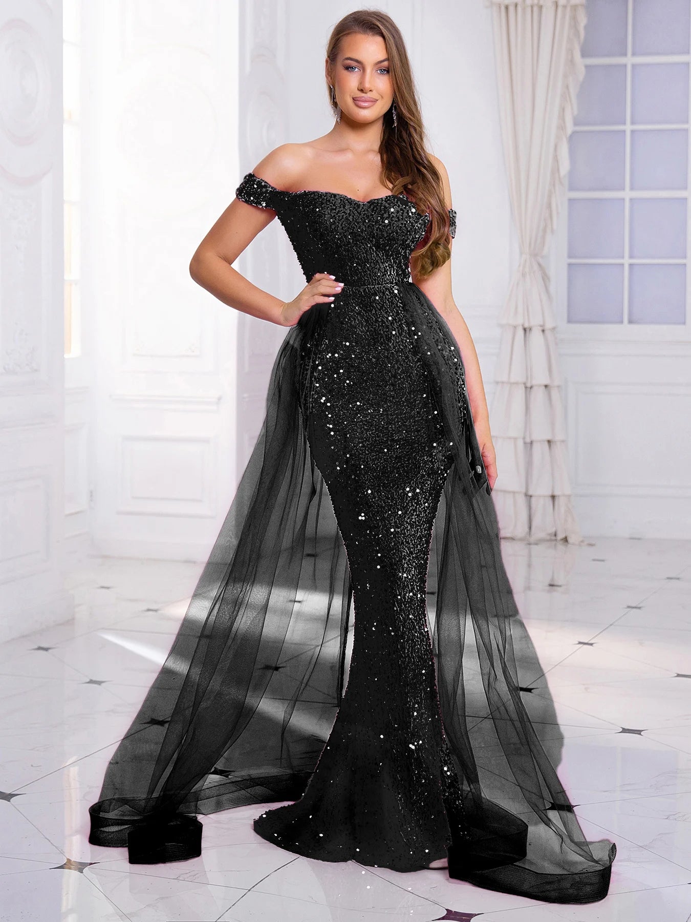 Robe de Soirée en Velours à Paillettes