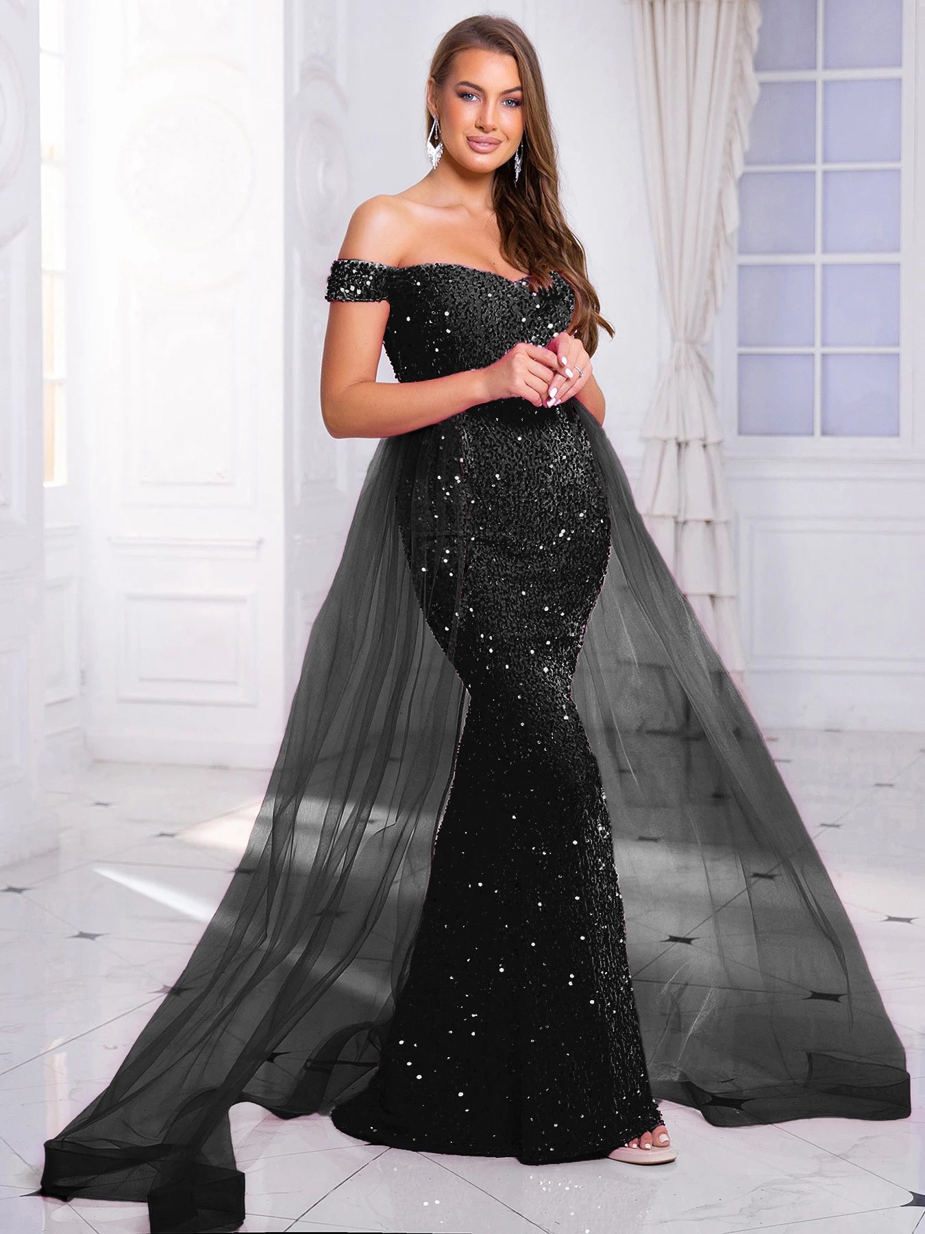 Robe de Soirée en Velours à Paillettes